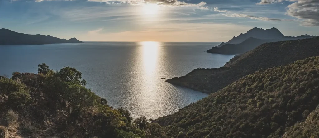 Magnificent sunset in Corsica, France.