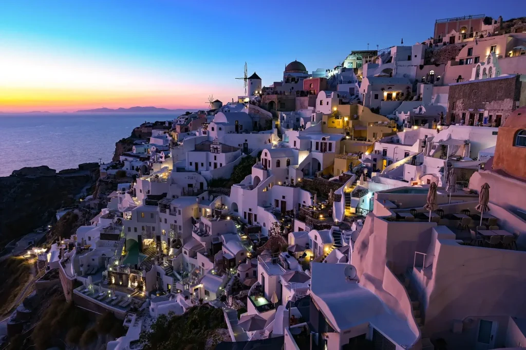 Sunset in Oia, Europe.