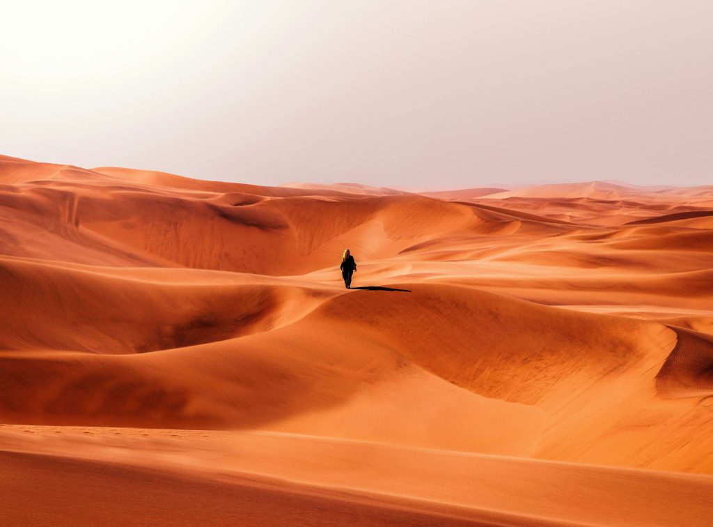 Sunset over an African desert.