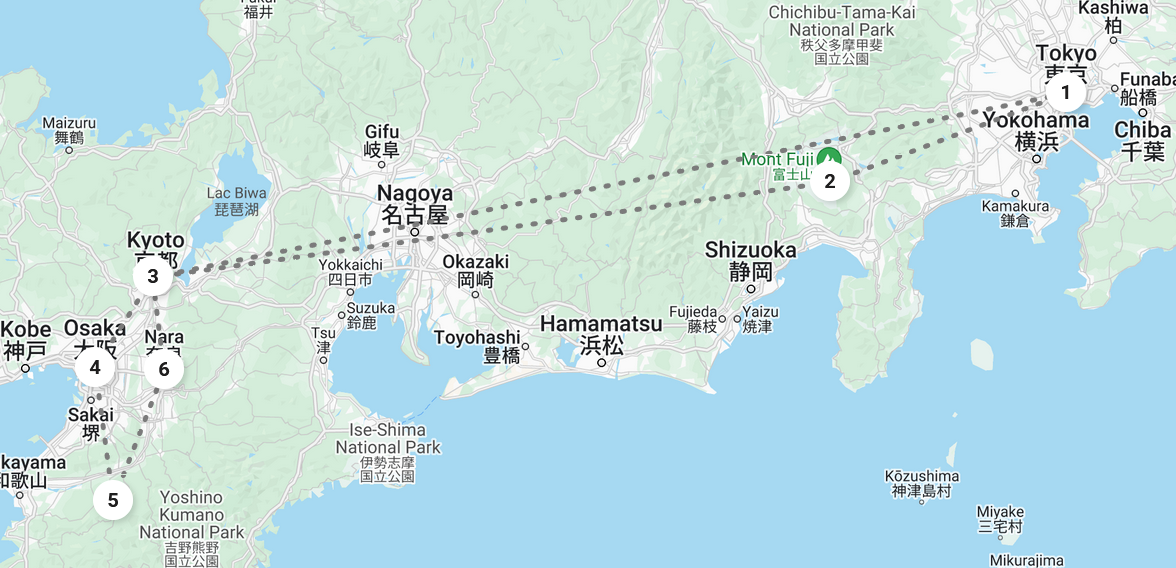 Japan destination map.