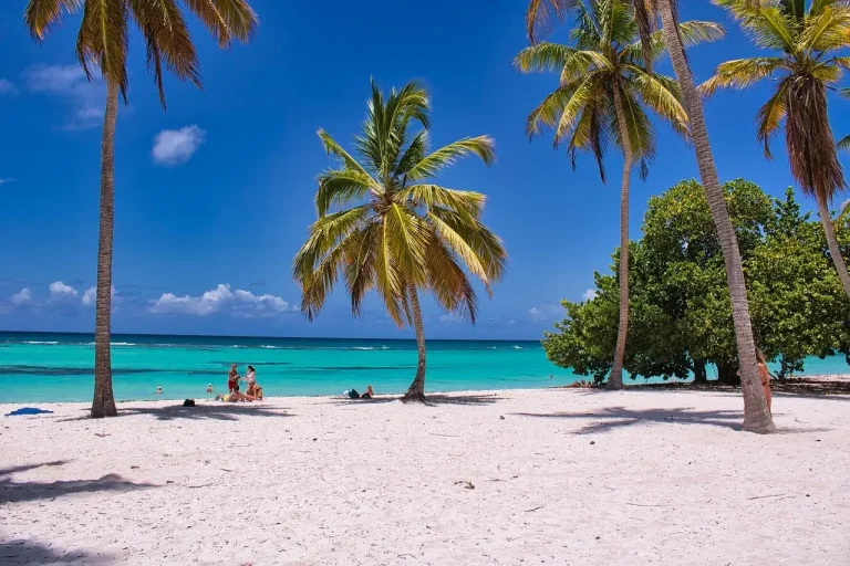 Plage de sable avec parasols et chaises longues