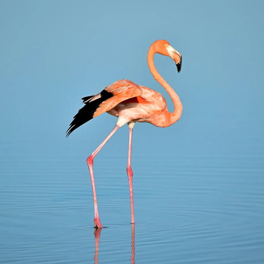 Un flamant rose à Sinanché, Mexique